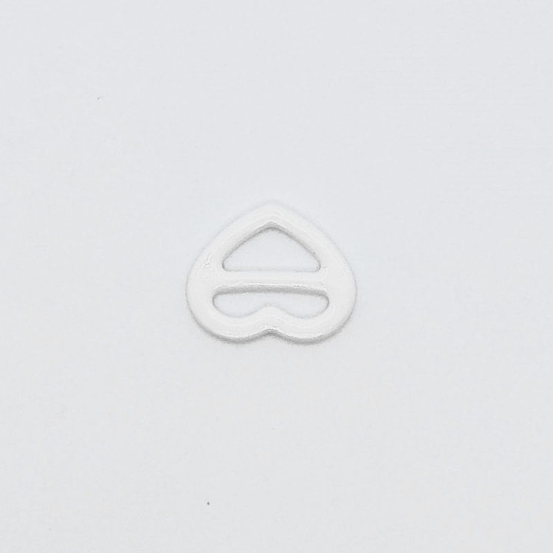 10mm Bra Adjustable Slider White Heart Shape Slider Metal With Nylon Coated